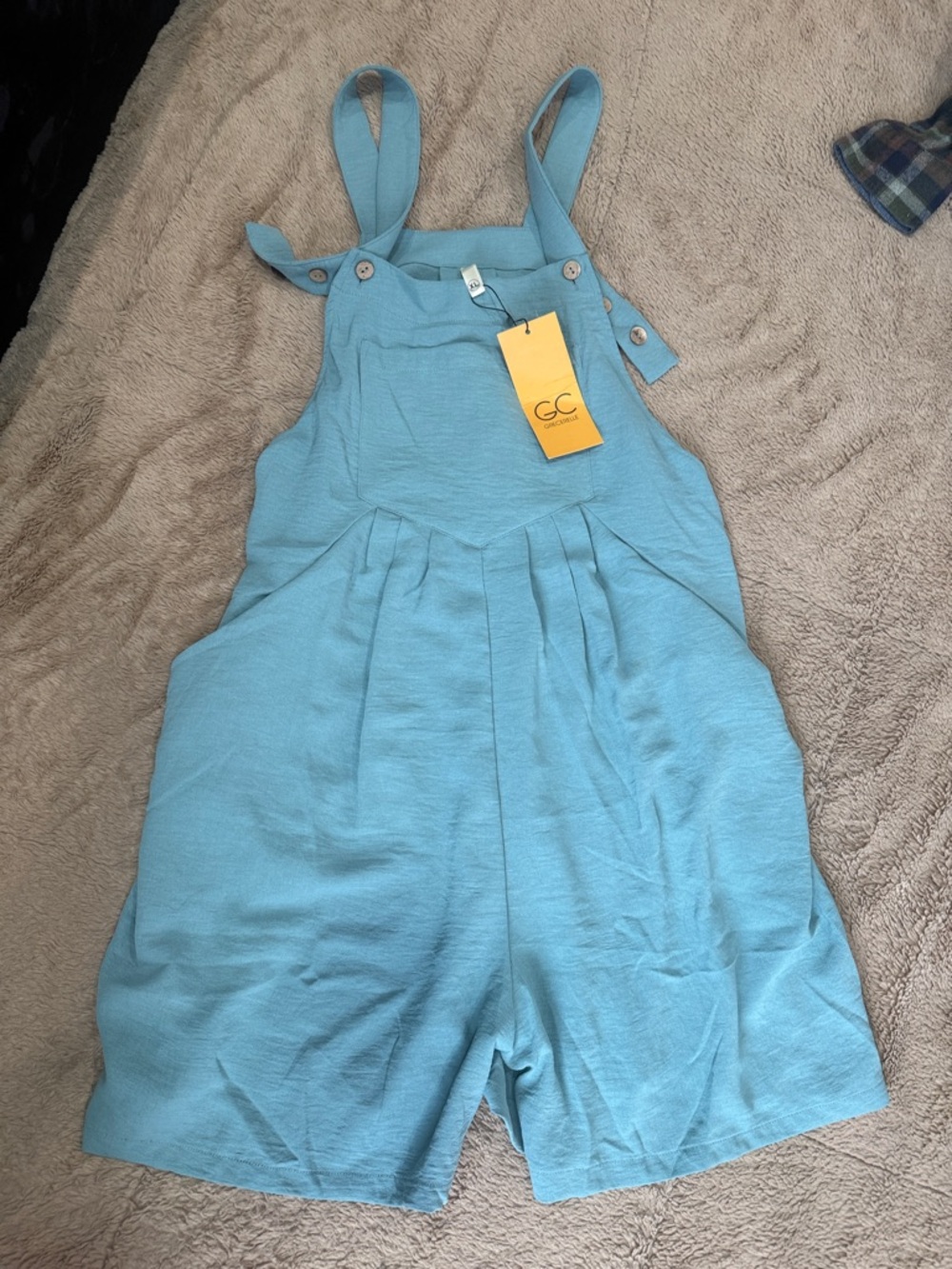 GG Collection woman’s Sky Blue Pleated Romper Overalls